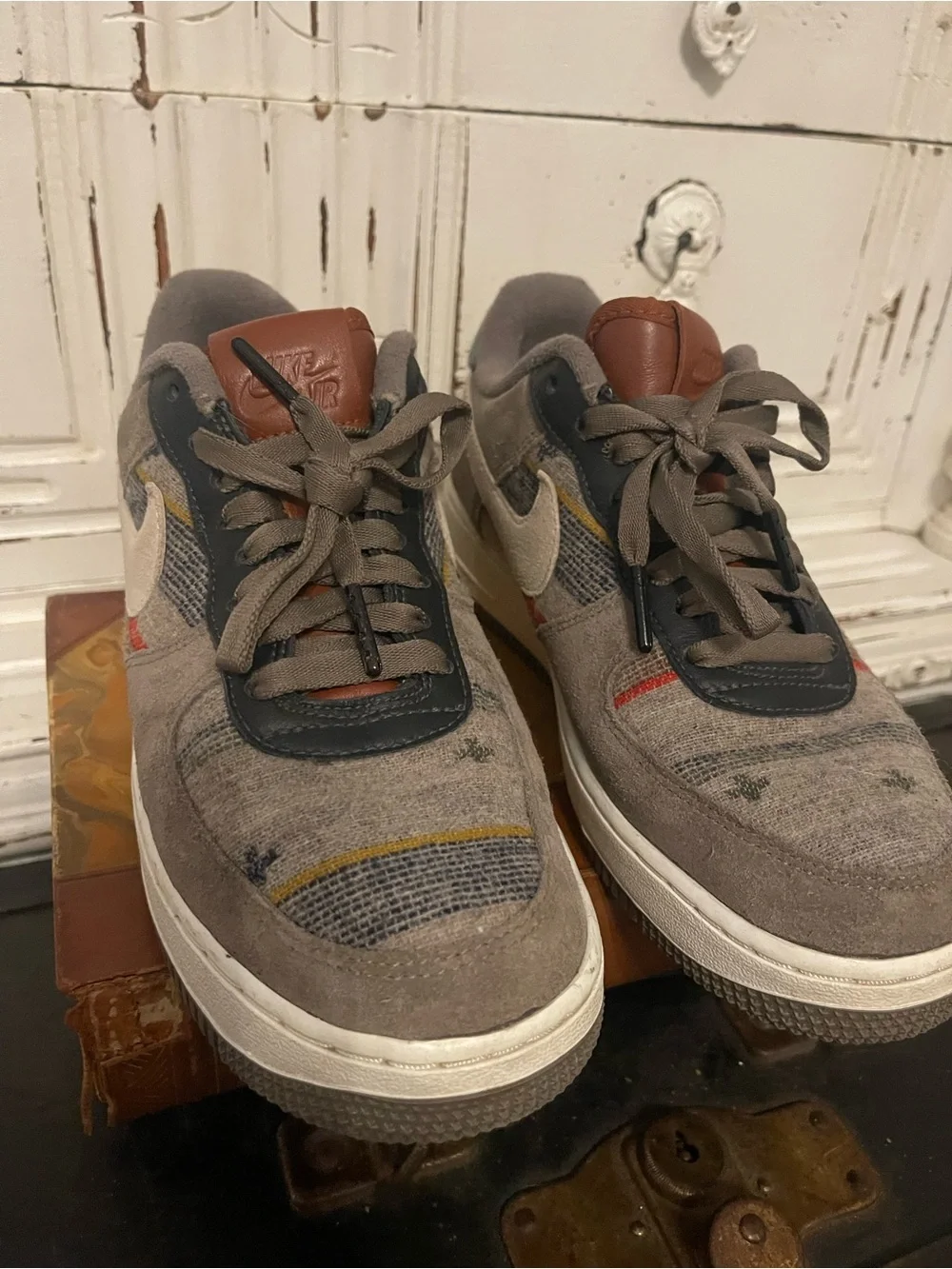 Nike Pendleton Custom Grey Suede Swoosh Low-Top Sneakers